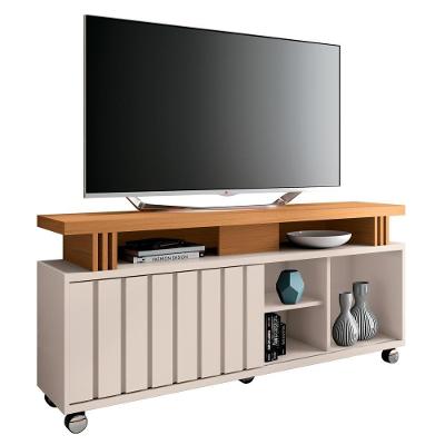 Rack Para Sala Bancada De Tv 50 Pol. 136cm Briz H01 Off White-cinamomo - Mpozenato