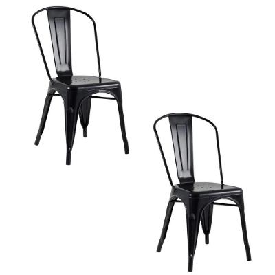 Kit 2 Cadeiras Banqueta Oficial Iron Tolix Preto