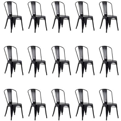 Kit 15 Cadeiras Banqueta Oficial Iron Tolix Preto