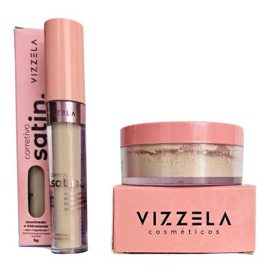 Kit Vizzela Corretivo Satin Cor 2 + Pó Facial Satin Powder