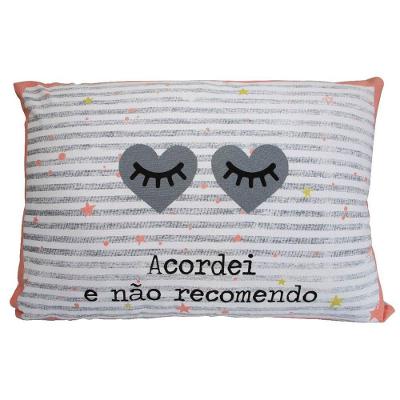 Fronha Portallar Malha 100% Algodão Estampa Localizada Acordei 48cmx68cm Branco
