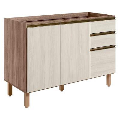 Balcao Para Pia 2p 3g 120cm Mdf Kali 16417 Carvalho Toq Bianco Toq Nicioli Carvalho Toq Bianco Toq