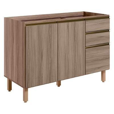 Balcao Para Pia 2p 3g 120cm Mdf Kali 16417 Carvalho Toq Carvalho Toq Nicioli Carvalho Toq Carvalho Toq