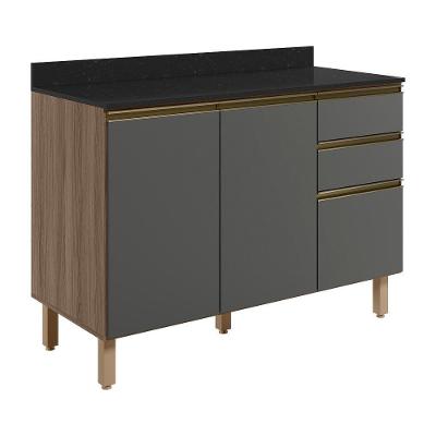 Balcao Com Tampo 2p 3g 120cm Mdf Kali 16417 Carvalho Toq Chumbo Nicioli Carvalho Toq Chumbo