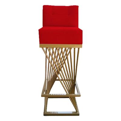 Banqueta Luma Base De Ferro Sued Vermelho D'classe Decor