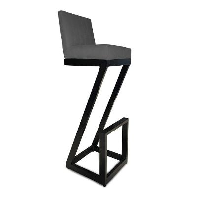 Banqueta Alta Z Base De Ferro Suede Grafite D'classe Decor