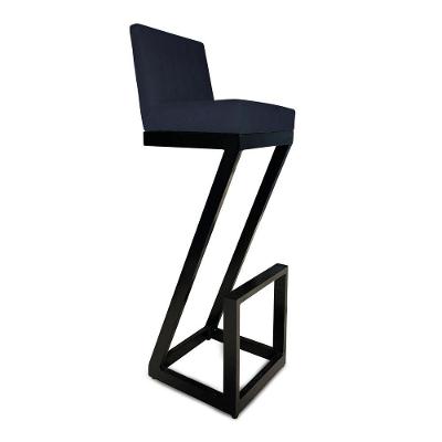 Banqueta Alta Z Base De Ferro Suede Azul Marinho D'classe Decor