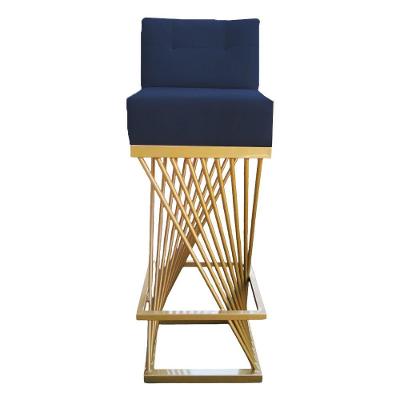 Banqueta Luma Base De Ferro Sued Azul Marinho D'classe Decor