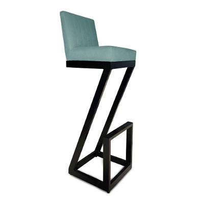Banqueta Alta Z Base De Ferro Suede Azul Tiffany D'classe Decor