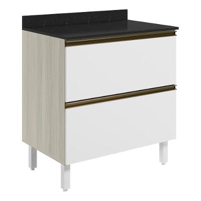 Balcao Com Tampo 2g 80cm Mdf Kali 16412 Bianco Toq Branco Uv Nicioli