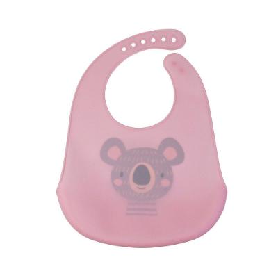 Babador Silicone Flexível Infantil Impermeável Com Bolso Coletor Migalhas Estampa Coala Cor Rosa