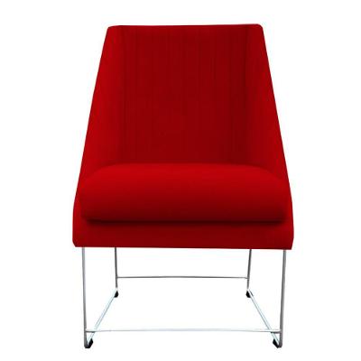 Cadeira Ana Base De Ferro Prata Suede Vermelho D'classe Decor