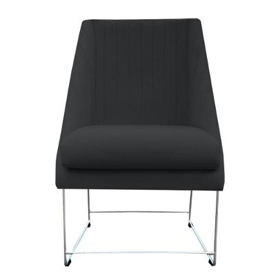 Cadeira Ana Base De Ferro Prata Suede Grafite D'classe Decor