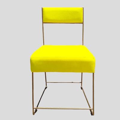 Cadeira Atena Base De Ferro Maciço Dourada Suede Amarelo D'classe Decor