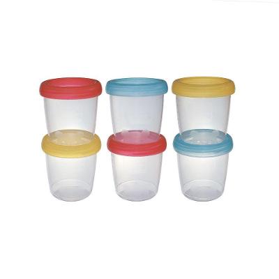 Conjunto 6 Potes Armazenamento Leite Materno Alimentos Bpa Free Capacidade 180 Ml Tampas Coloridas
