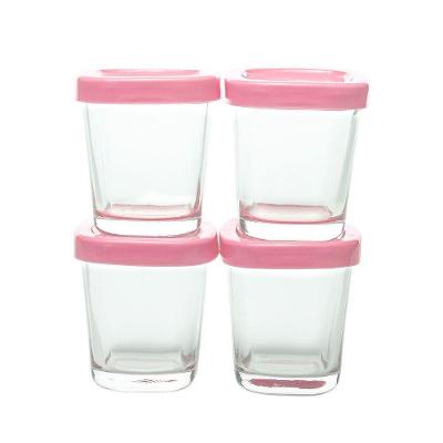 Conjunto 4 Potes Vidro Armazenamento Leite Materno E Alimentos Bpa Free Capacidade 150 Ml Cor Rosa