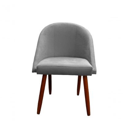 Cadeira Poltrona Arredondada Suede Bege D'classe Decor