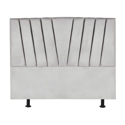 Cabeceira Estofada Cama Casal Queen Size 160 Cm Ariel Linho Cinza Claro