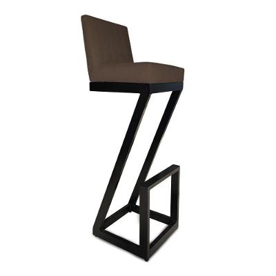 Banqueta Alta Z Base De Ferro Suede Marrom D'classe Decor
