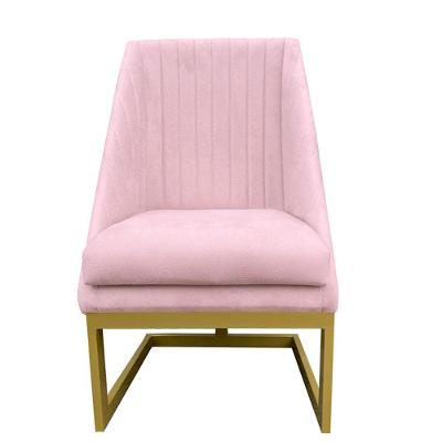 Cadeira Para Sala De Jantar Ana Base De Ferro Suede Rosa Bebê D'classe Decor