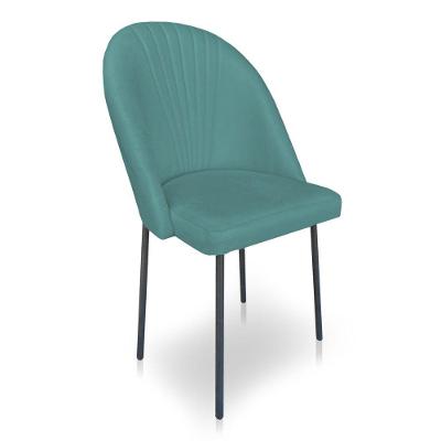 Cadeira De Jantar Virginia Sued Azul Turquesa Pés De Ferro Preto Dclasse Decor