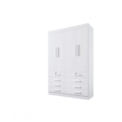 Guarda Roupa Solteiro Mônaco 4 Portas 8 Gavetas Com Pés - D' Doro Branco