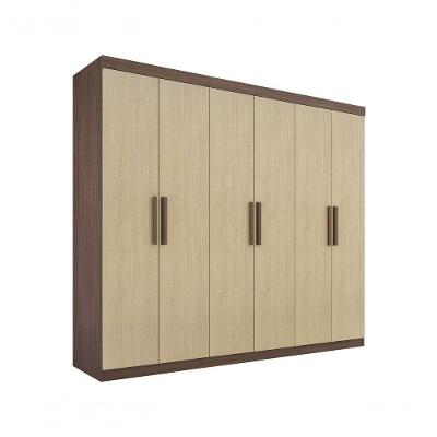 Guarda Roupa Casal Colibri 6 Portas 6 Gavetas Sem Pés - D' Doro Castanho-linho