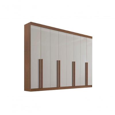 Guarda Roupa Casal 8 Portas 8 Gavetas Com Pés Daymont - D' Doro Castanho-off White