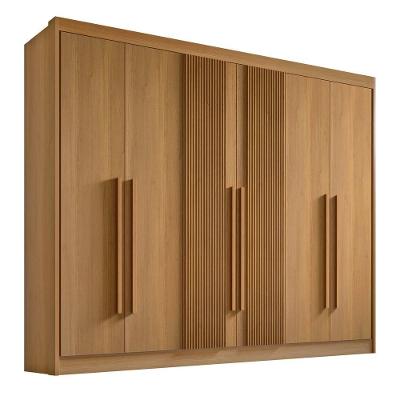 Guarda Roupa Casal 6 Portas Ripado 7 Gavetas Sem Pés Athos - D' Doro Cinamomo-ripado