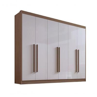 Guarda Roupa Casal 6 Portas 7 Gavetas Com Pés Athos - D' Doro Castanho-off White
