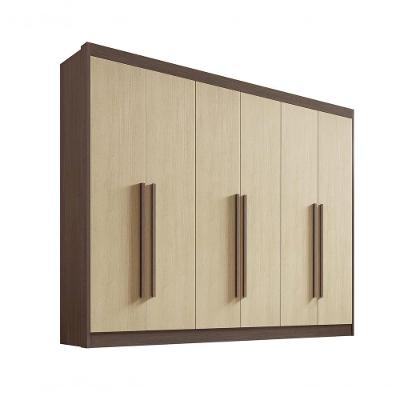 Guarda Roupa Casal 6 Portas 7 Gavetas Com Pés Athos - D' Doro Castanho-linho