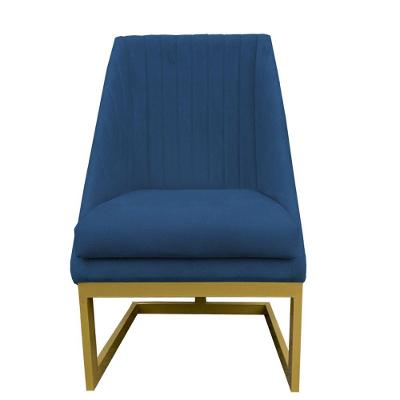Cadeira Para Sala De Jantar Ana Base De Ferro Suede Azul Marinho D'classe Decor
