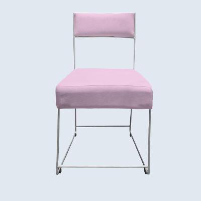 Cadeira Atena Base De Ferro Maciço Prata Suede Rosa Bebê D'classe Decor