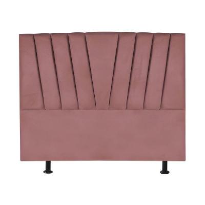 Cabeceira Estofada Cama Casal Queen Size 160 Cm Ariel Veludo Rosé