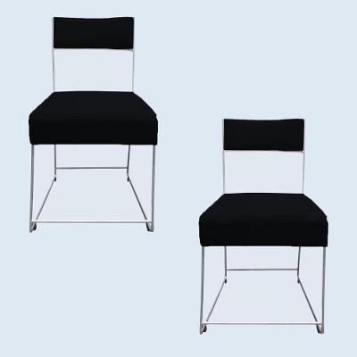 Kit 02 Cadeiras Atena Base De Ferro Maciço Prata Suede Preto D'classe Decor