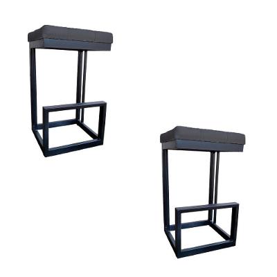 Kit 02 Banquetas Londres Base De Ferro Sued Grafite D'classe Decor