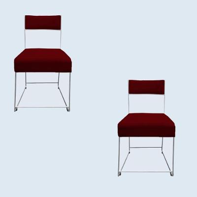 Kit 02 Cadeiras Atena Base De Ferro Maciço Prata Suede Marsala D'classe Decor