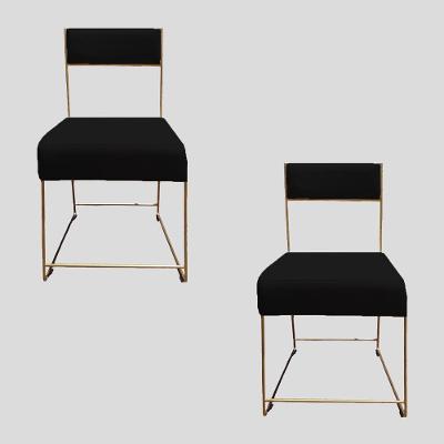 Kit 02 Cadeiras Atena Base De Ferro Maciço Dourada Veludo Preto D'classe Decor