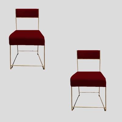 Kit 02 Cadeiras Atena Base De Ferro Maciço Dourada Suede Marsala D'classe Decor