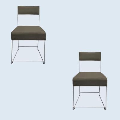 Kit 02 Cadeiras Atena Base De Ferro Maciço Prata Suede Marrom Rato D'classe Decor