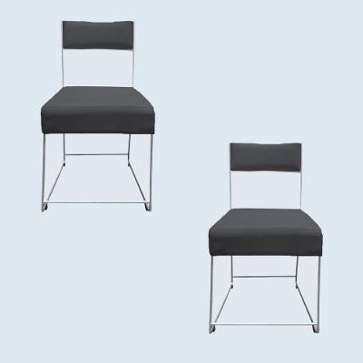 Kit 02 Cadeiras Atena Base De Ferro Maciço Prata Suede Grafite D'classe Decor