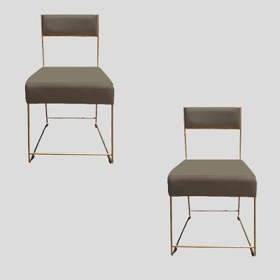 Kit 02 Cadeiras Atena Base De Ferro Maciço Dourada Suede Marrom Rato D'classe Decor