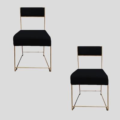 Kit 02 Cadeiras Atena Base De Ferro Maciço Dourada Suede Preto D'classe Decor