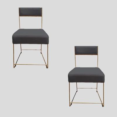 Kit 02 Cadeiras Atena Base De Ferro Maciço Dourada Suede Grafite D'classe Decor