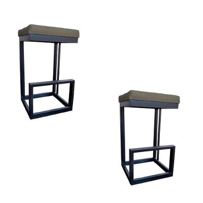 Kit 02 Banquetas Londres Base De Ferro Sued Marrom Rato D'classe Decor