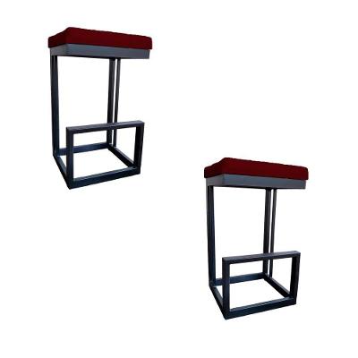 Kit 02 Banquetas Londres Base De Ferro Sued Marsala D'classe Decor