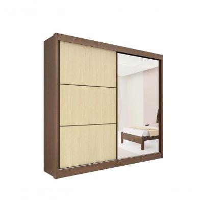 Guarda Roupa Titanium 2 Portas 6 Gavetas Com Espelho Com Pés D' Doro Castanho-linho