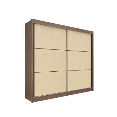 Guarda Roupa Casal Cancun 2 Portas 6 Gavetas Sem Pés - D' Doro Castanho-linho
