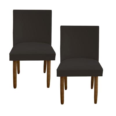 Kit 02 Cadeiras Para Sala De Jantar Tóquio Pés Palito Suede Marrom D'classe Decor