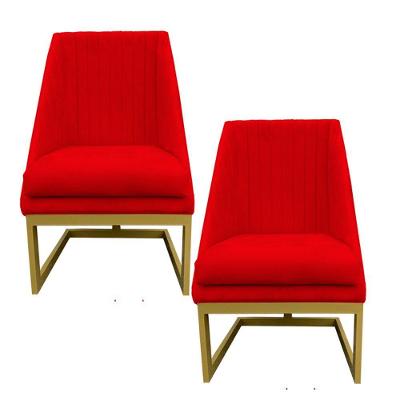 Kit 02 Cadeiras Para Sala De Jantar Ana Base De Ferro Suede Vermelho D'classe Decor